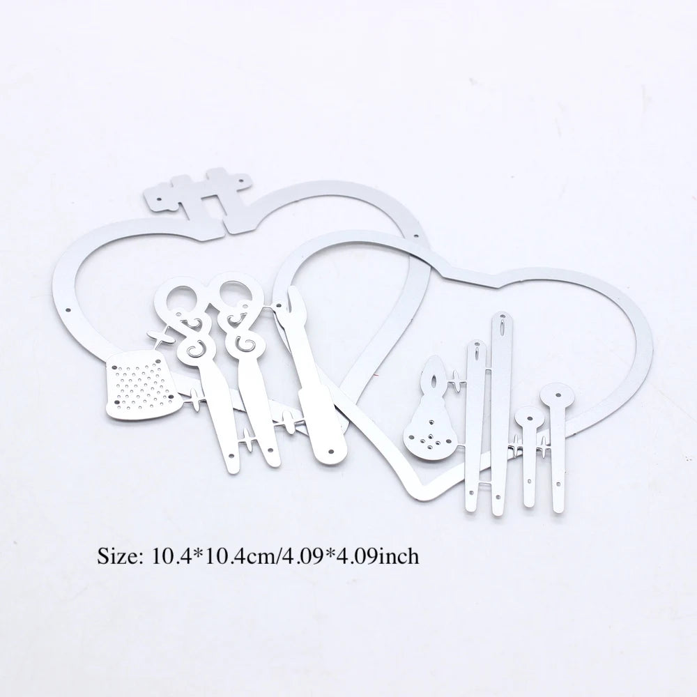 Lovely Embroidery Heart Metal Cutting Die Size On Photo Craft World