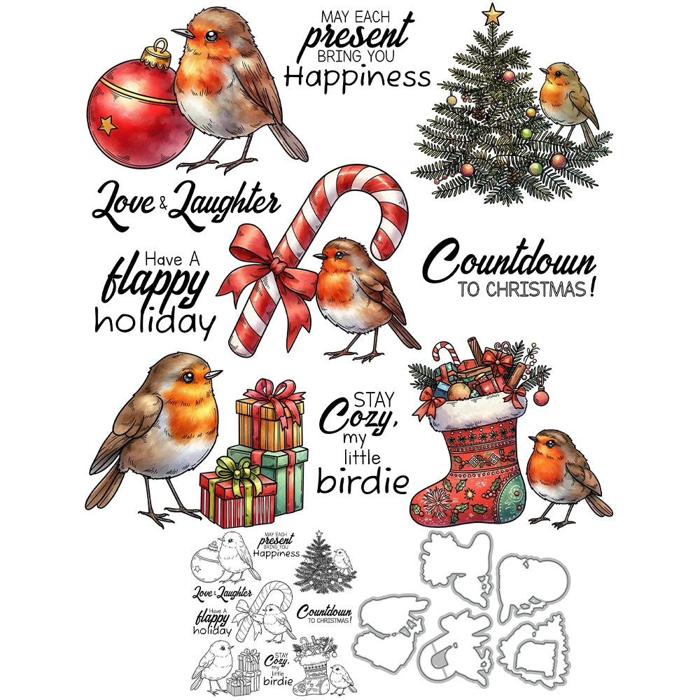 Beautiful Robin's Christmas Countdown Transparent Stamps, Dies, Stamp 