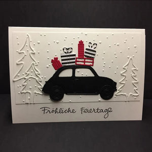 Delightful Driving Home For Christmas Metal Cutting Die, Size on Photo