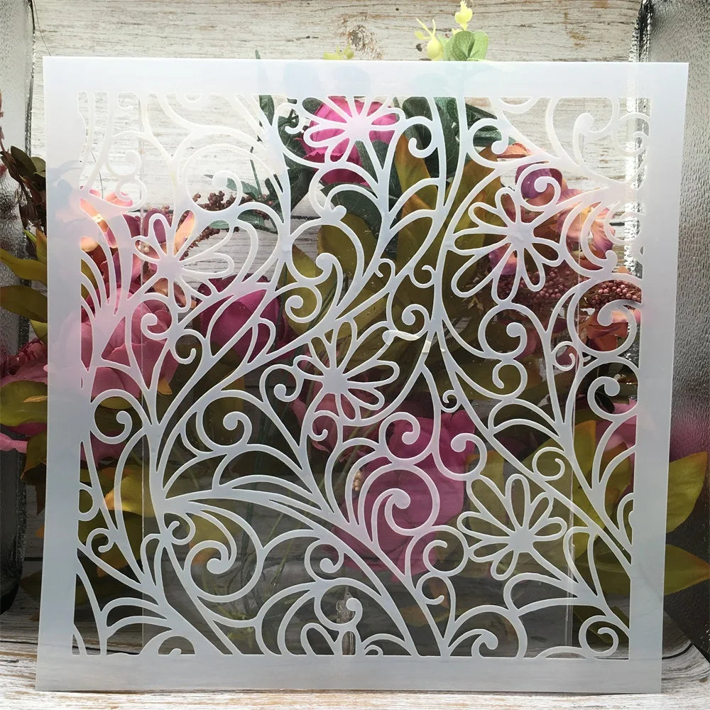 Exquisite Floral Swirls Layering Stencil, 30 cm x 30 cm