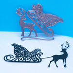 Cute Christmas Reindeer with Sleigh Metal Cutting Die, Size on Photo