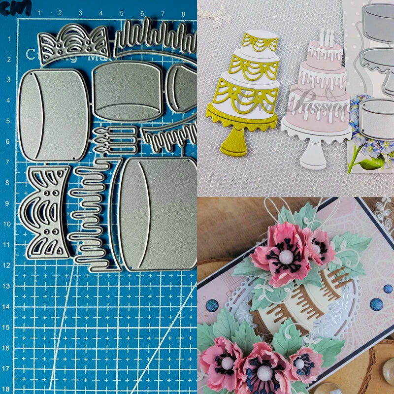 Beautiful and Versatile Birthday Cake Metal Cutting Die, Size on Photo