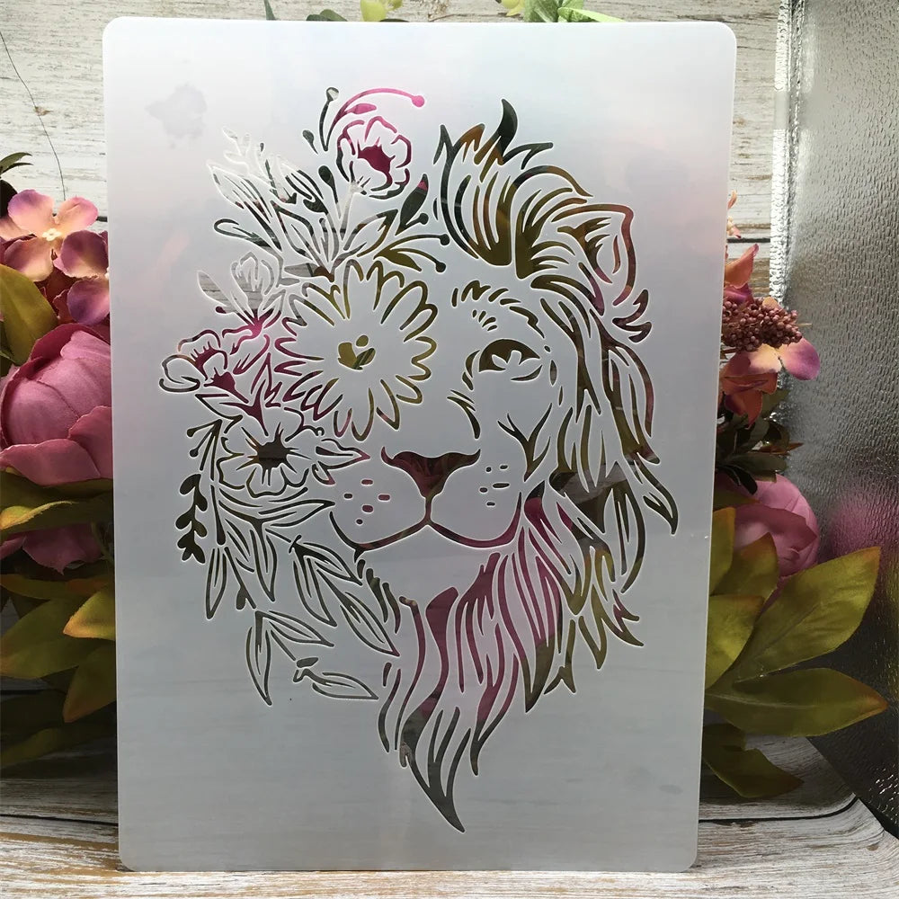 Endearing Lion Layering Stencil, A4