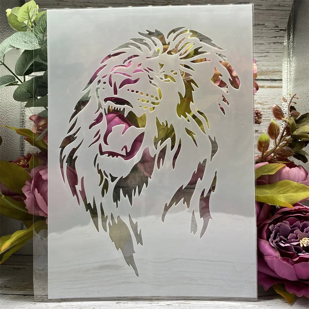 Majestic Roaring Lion Layering Stencil, A4