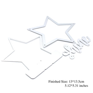 Cute Star Shine Shaker Metal Cutting Die, Size on Photo