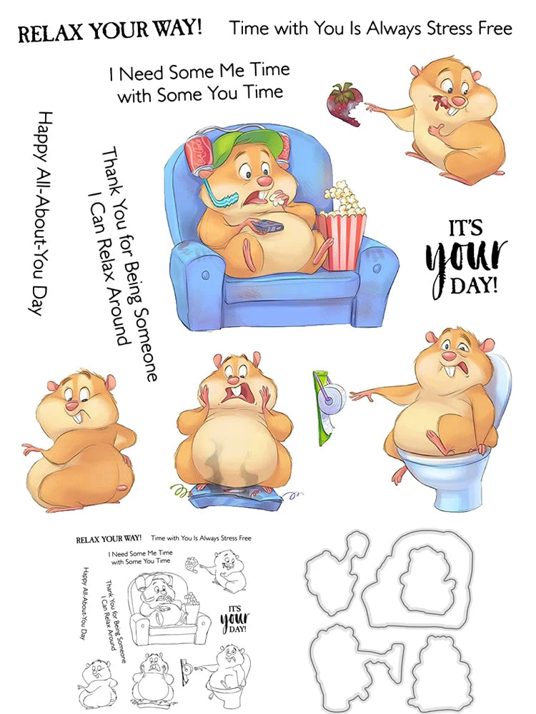 Hilarious Hamster Needing Some You Time Transparent Stamps, Dies, Stamp and Die Set (please order items separately)