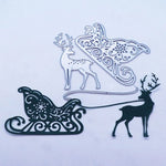 Cute Christmas Reindeer with Sleigh Metal Cutting Die, Size on Photo