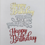 Elegant Words Happy Birthday Metal Cutting Die, 9.7 cm x 5.7 cm/3.81 in x 2.24 in