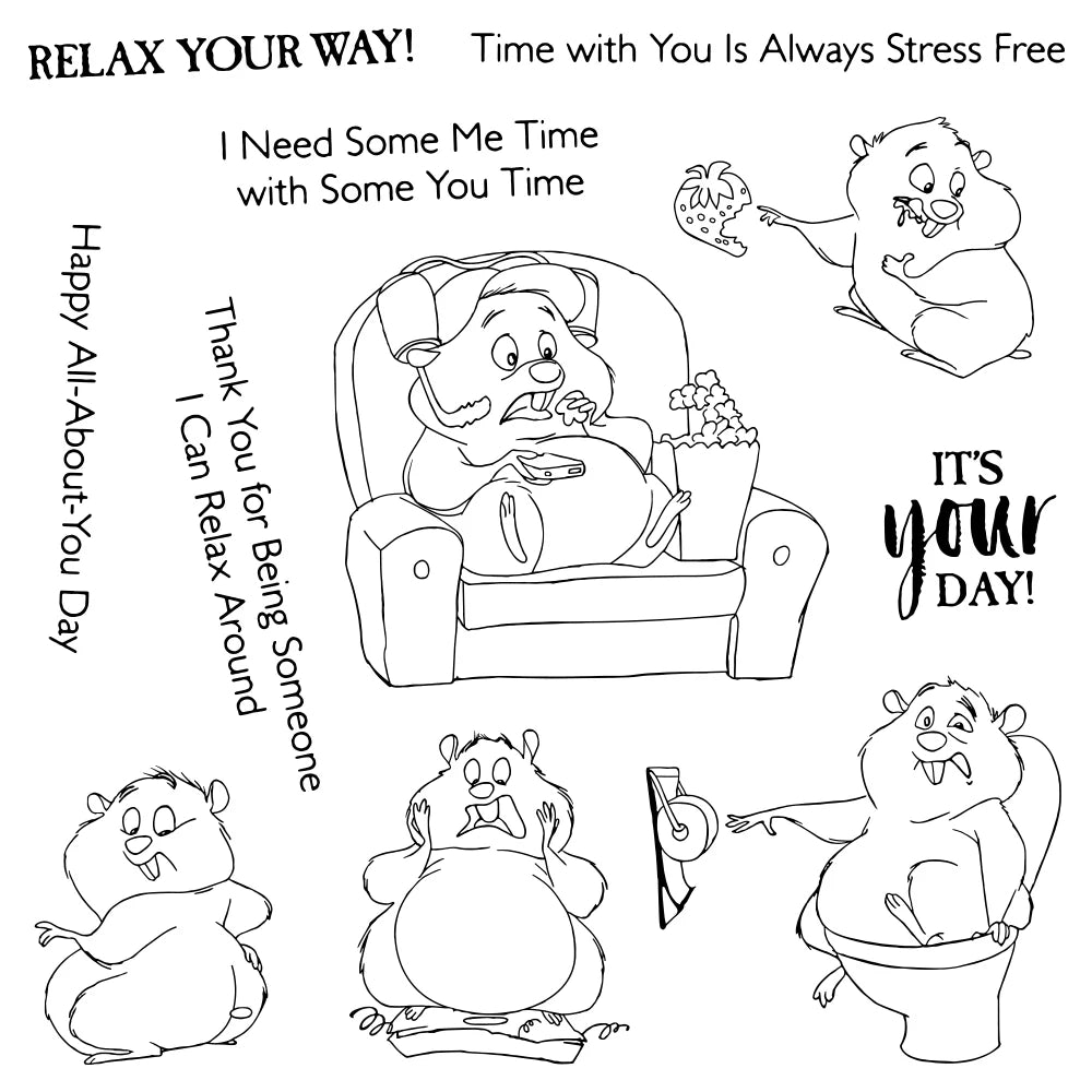 Hilarious Hamster Needing Some You Time Transparent Stamps, Dies, Stamp and Die Set (please order items separately)