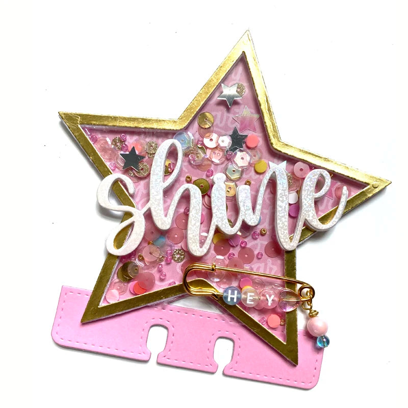 Cute Star Shine Shaker Metal Cutting Die, Size on Photo