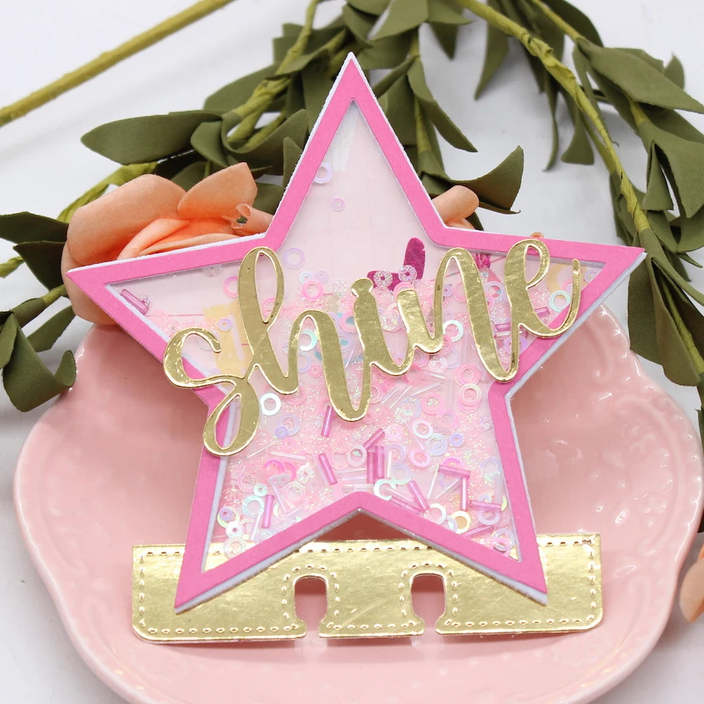 Cute Star Shine Shaker Metal Cutting Die, Size on Photo