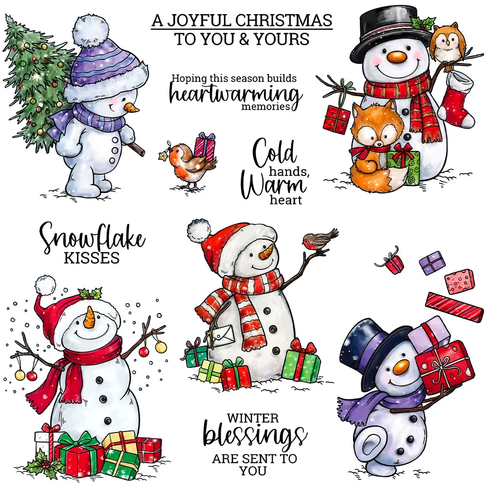 Adorable Snowmen Sending Christmas Love Transparent Stamps, Dies, Stamp and Die Set, Stencils (please order items separately)