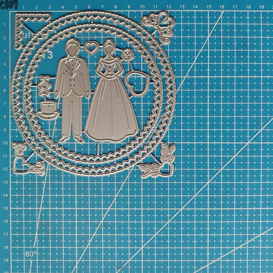 Beautiful Couple Metal Cutting Die, Size on Photo