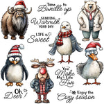 Winter Christmas Woolies on Comical Animals Transparent Stamps, Dies, Stamp and Die Set (please order items separately)