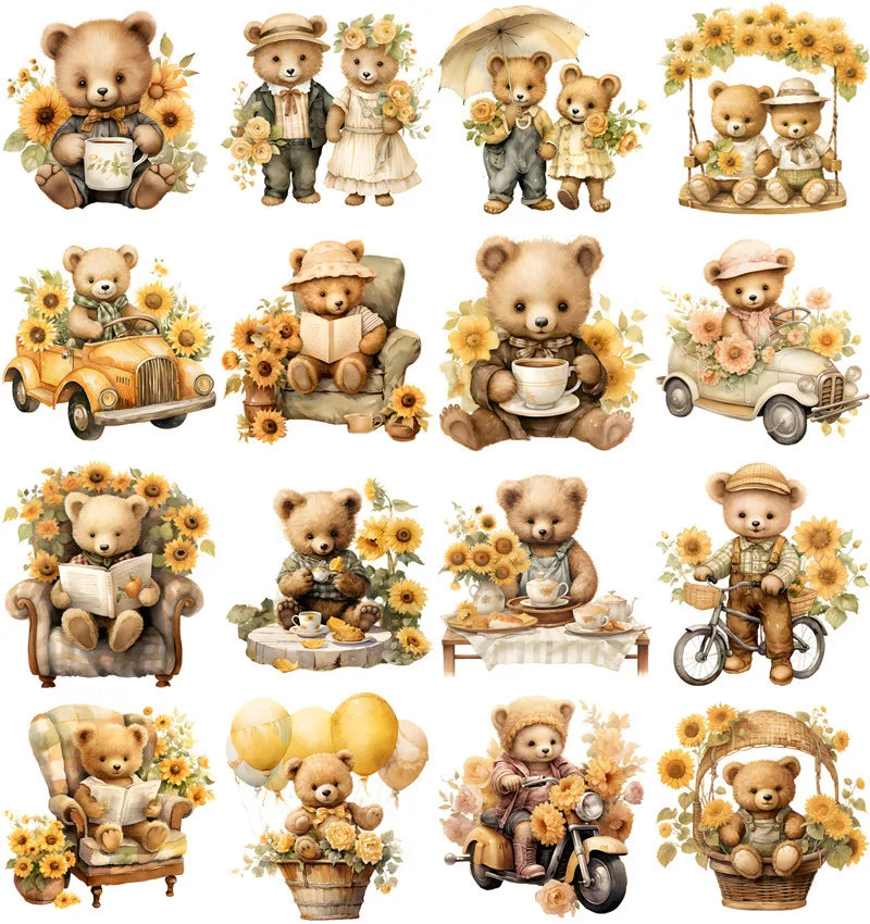 Adorable Teddy Bear Decorative Stickers, 20 Pieces, Length 4 cm to 6 cm
