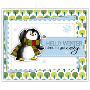 Gorgeous Winter Penguins Ready For Christmas Transparent Stamps, Dies, Stamp and Die Set, Stencils (please order items separately)