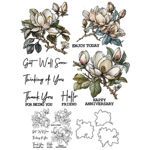 Magnificent Magnolias Transparent Stamps, Stamp and Die Set (please order items separately)