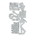 Scary Halloween Skeleton with Words and Numbers Metal Cutting Die, 11.7 cm x 19 cm/4.60 in x 7.48 in