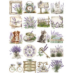 Adorable Vintage-Style Kitty with Lavender Decorative Stickers, 20 Pieces, 4-7 cm