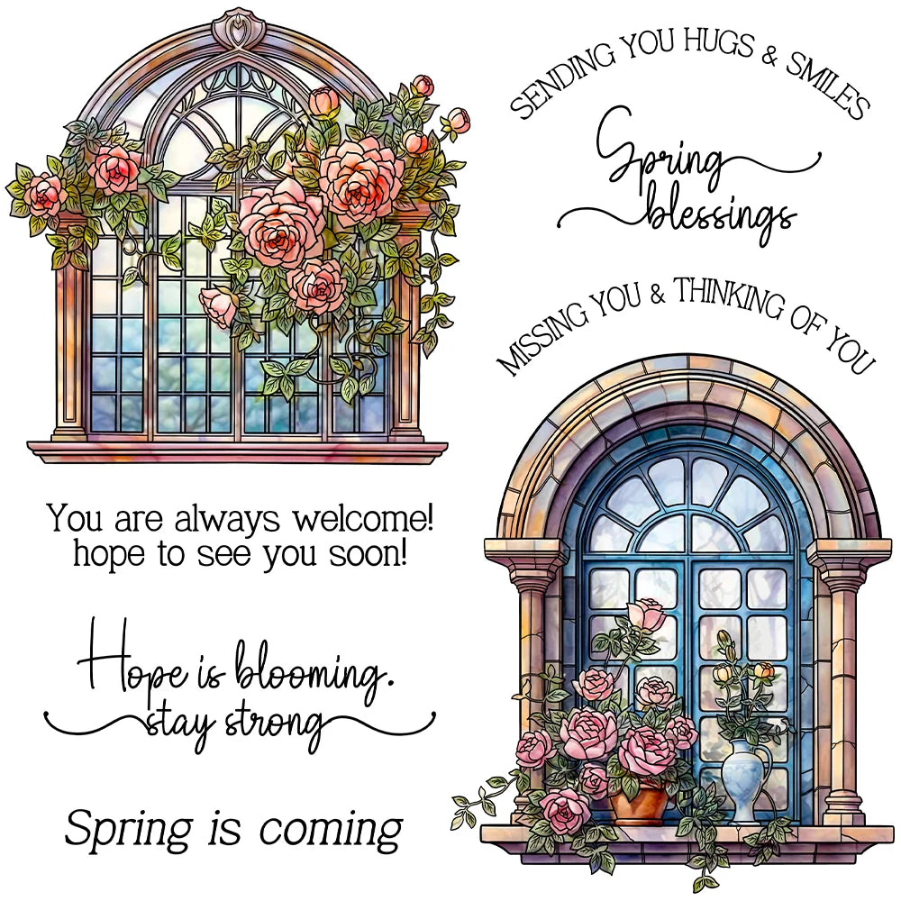 Exquisite Archway with Beautiful Blooms Transparent Stamps, Stamp and Die Set (please order items separately)