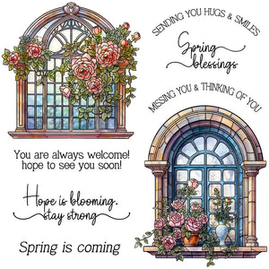 Exquisite Archway with Beautiful Blooms Transparent Stamps, Stamp and Die Set (please order items separately)