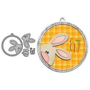 Adorable Easter Bunny Circular Metal Cutting Die