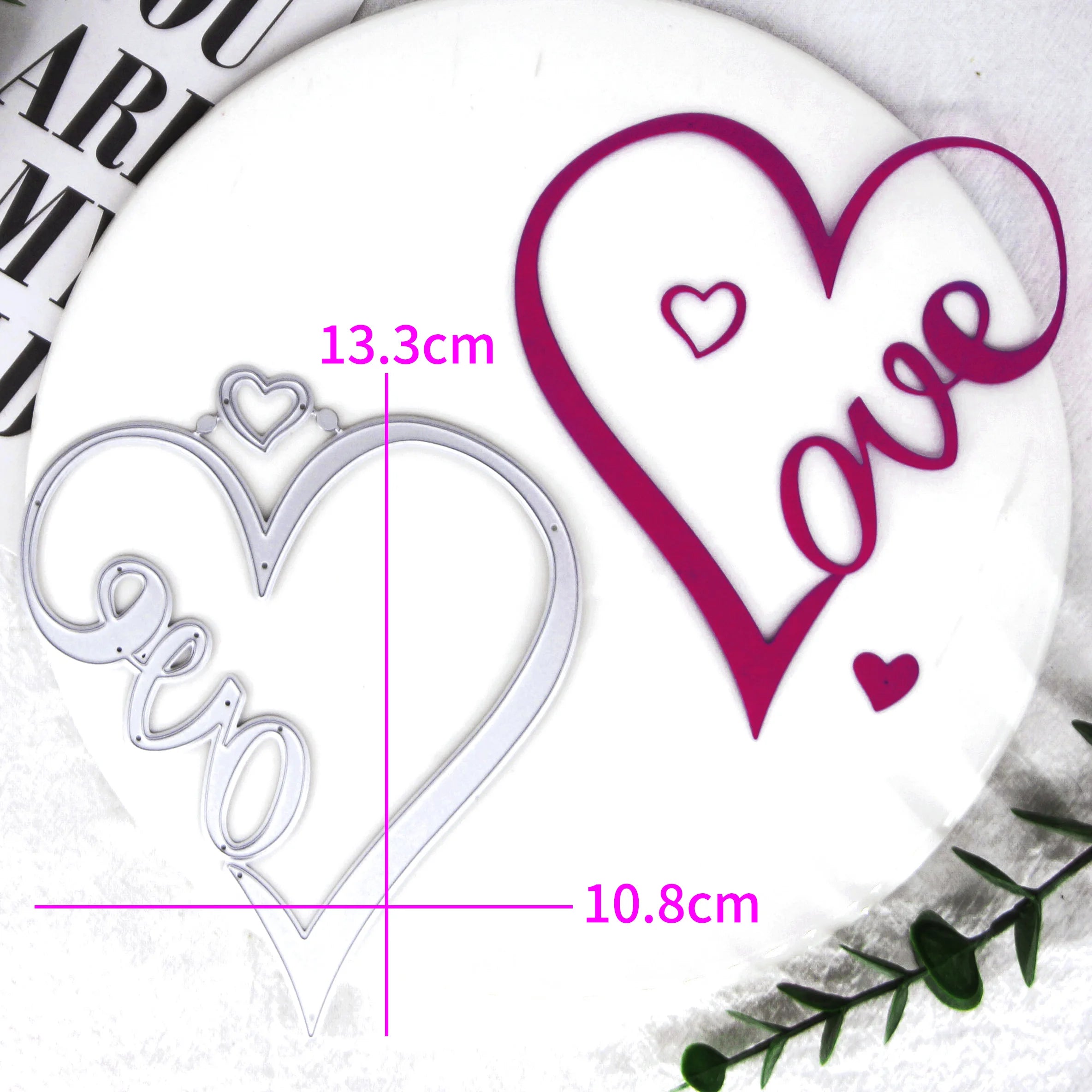 Exquisite Love Heart Metal Cutting Die, Size on Photo