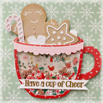 Beautiful Cup Of Christmas Cheer Metal Cutting Die, Size on Photo