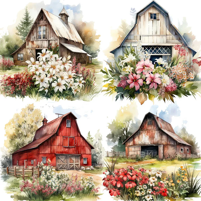 Beautiful and Quaint Farmhouse Decorative Stickers, 12 Pieces, 4-6 cm