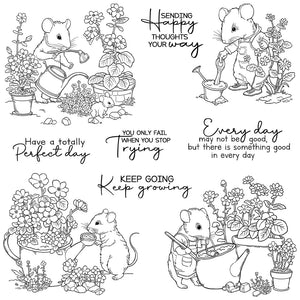 Cute Mouse in the Garden Transparent Stamps