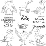 Amusing Seagull Waving Hello Transparent Stamps, Dies, Stamp and Die Set (please order items separately)