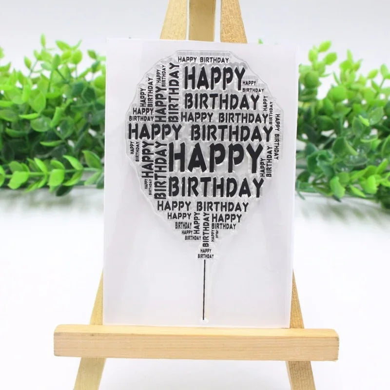 Versatile and Cute Happy Birthday Balloon Transparent Stamp