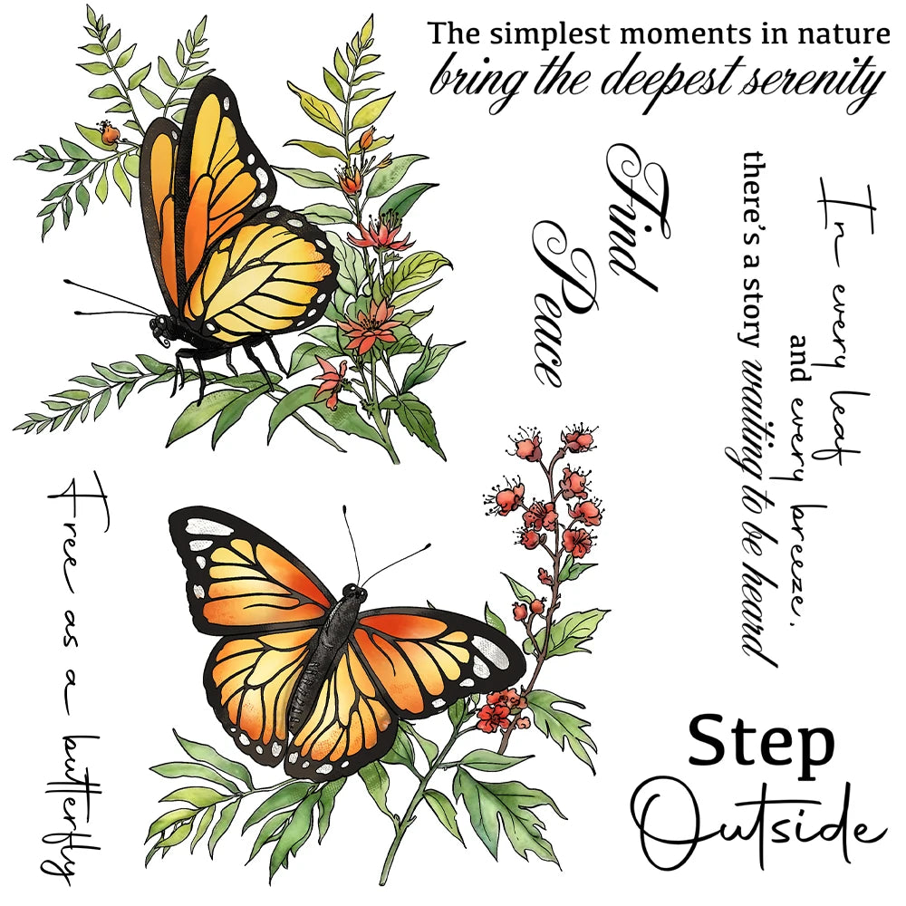 Magnificent Butterflies Transparent Stamps, Dies, Stamp and Die Set (please order items separately)