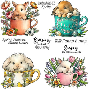 Delightful Bunnies in Cups Transparent Stamps