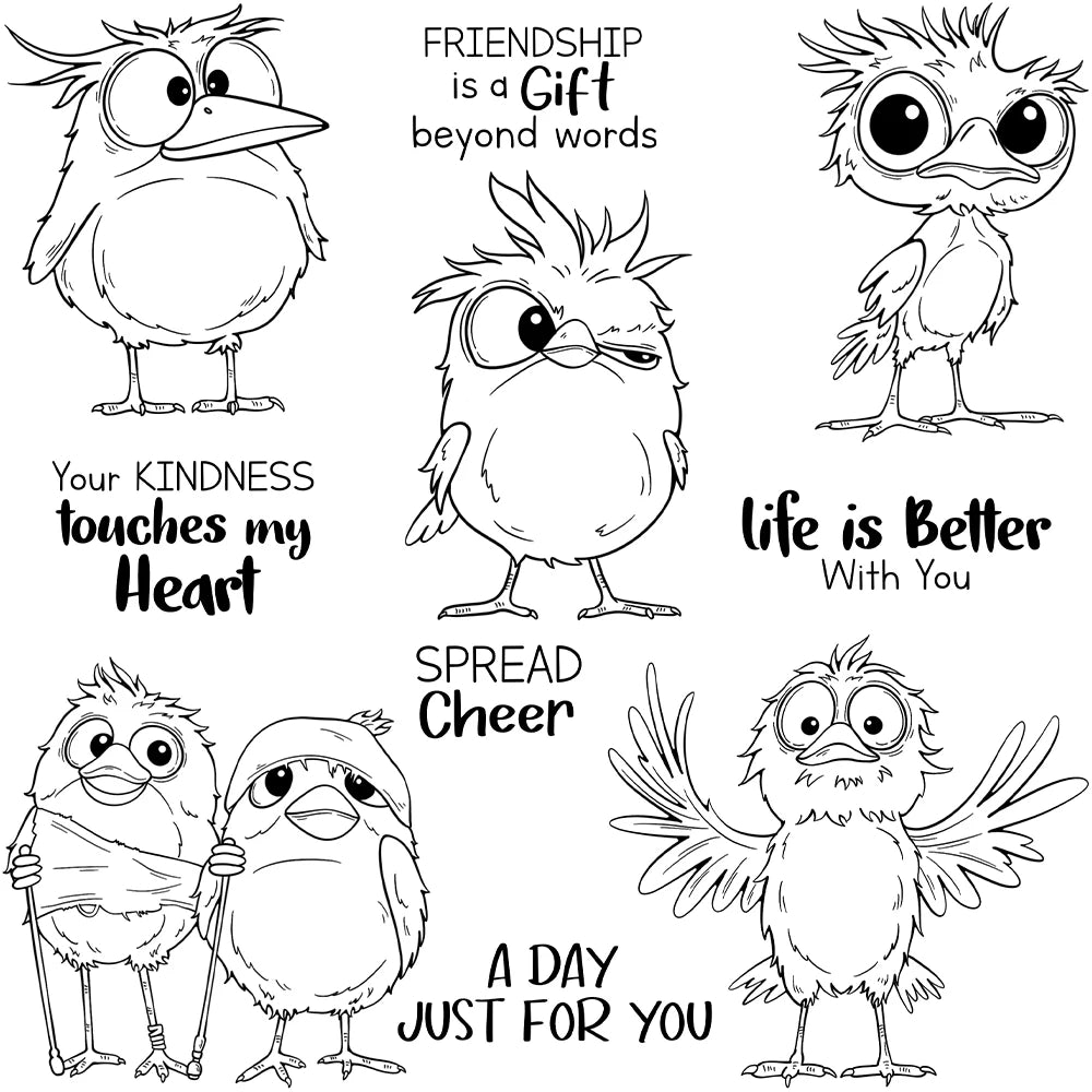 Funny Birdies Spreading Cheer Transparent Stamps, Dies, Stamp and Die Set (please order items separately)