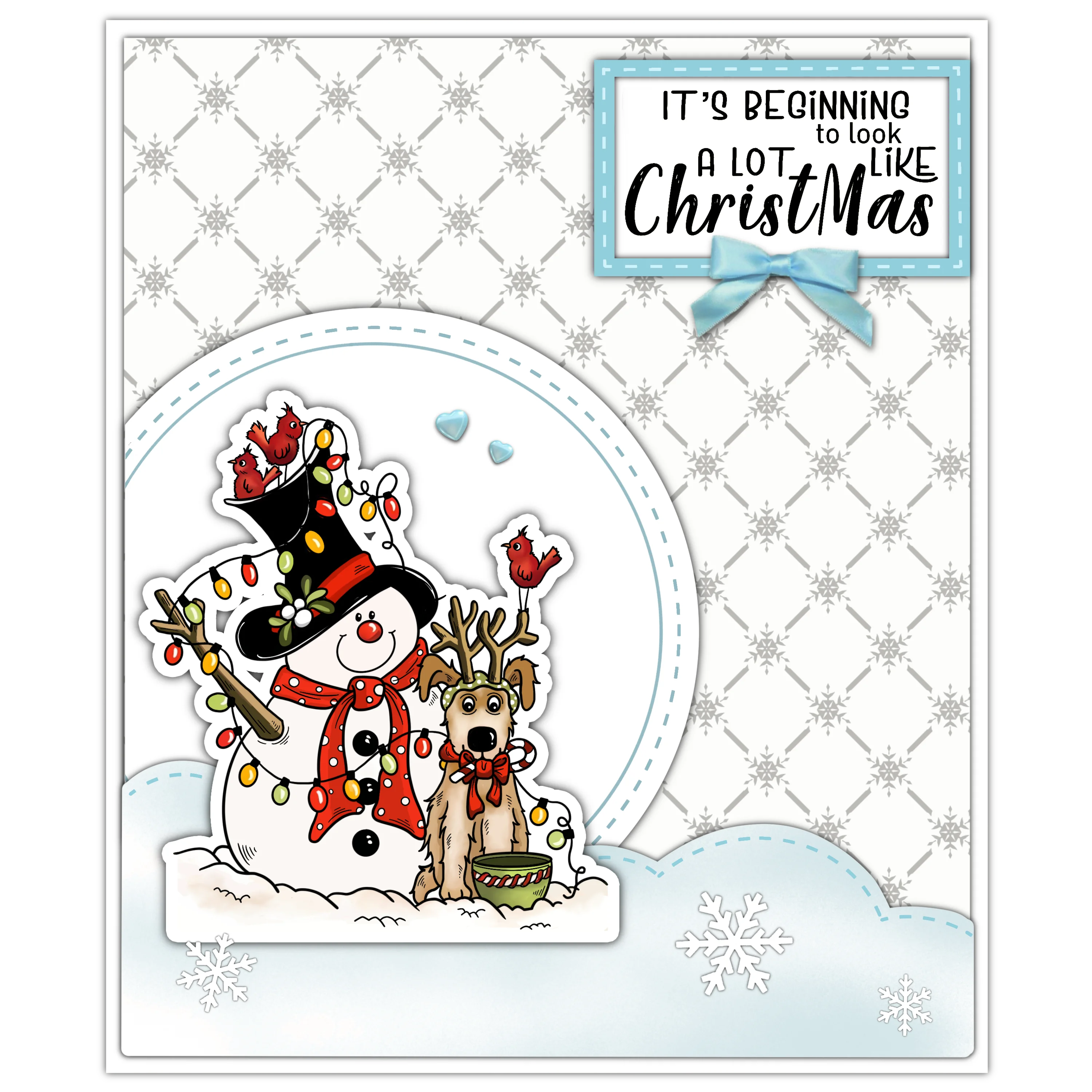 Adorable Winter Snowmen Transparent Stamps, Dies, Stamp and Die Set (please order items separately)