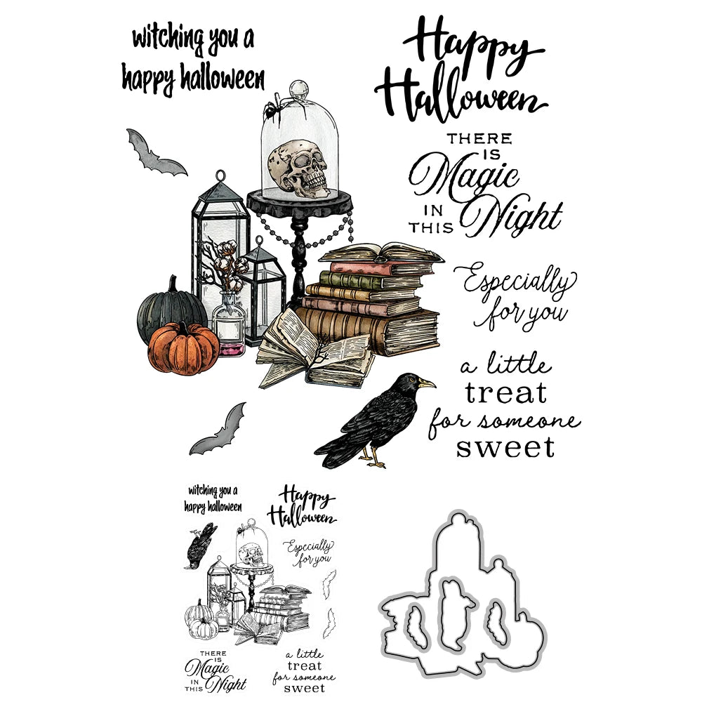 Eerie Halloween Magic Transparent Stamps, Stamp and Die Set (please order items separately)