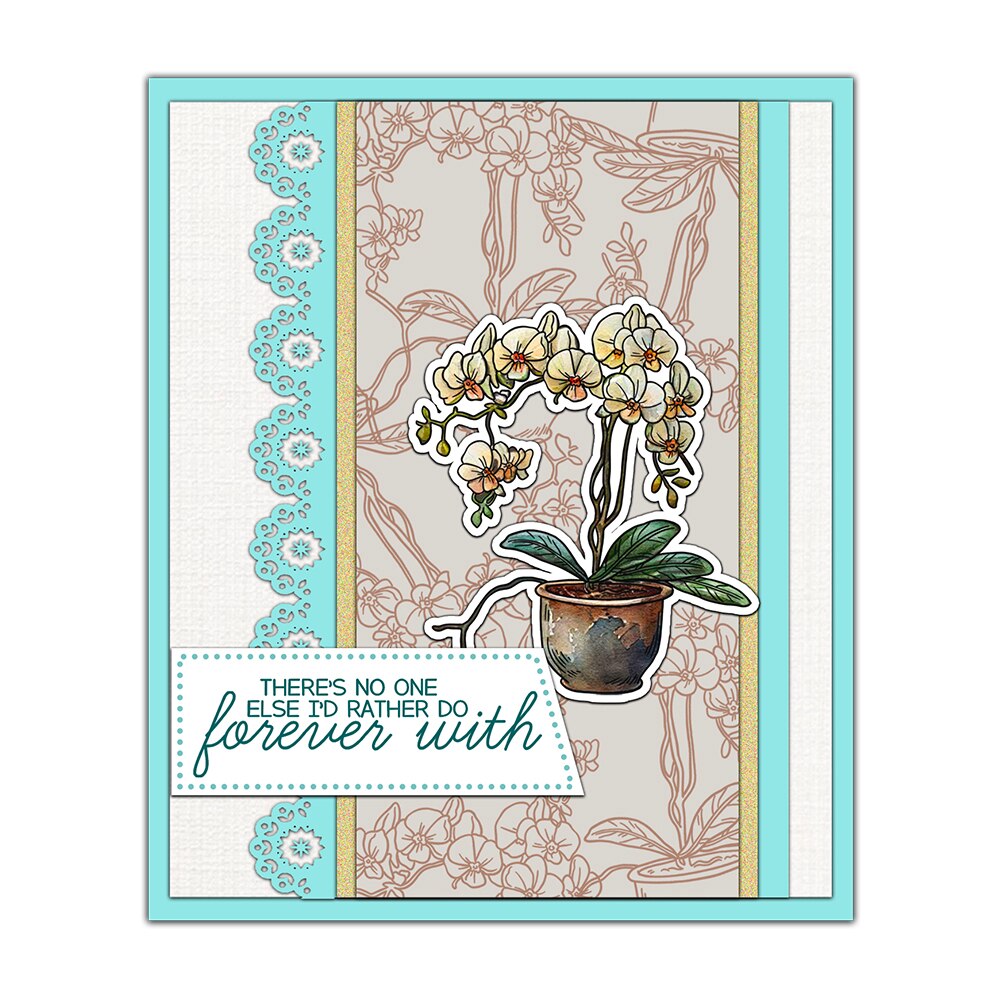 Stunning Potted Orchids Transparent Stamps, Stamp and Die Set (please order items separately)