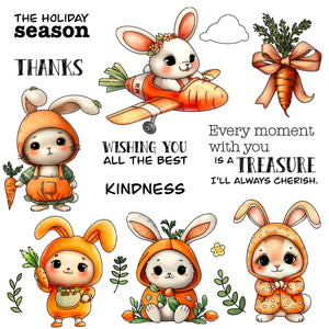 Beautiful Bunnies with Carrots Transparent Stamps, Dies, Stamp and Die Set (please order items separately)