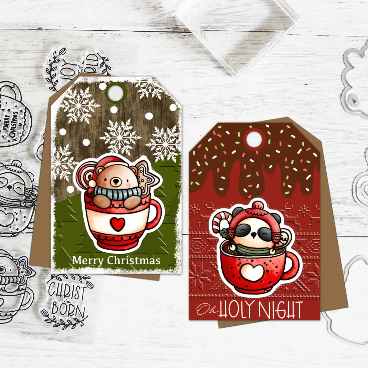 Sweet and Adorable Cups of Christmas Joy Transparent Stamps, Dies, Stamp and Die Set, Stencils (please order items separately)