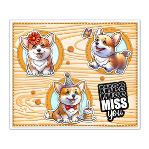 Gorgeous Pet Puppies Sending Love Transparent Stamps, Stamp and Die Set (please order items separately)