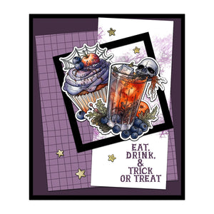 Happy Halloween Party Time Cupcakes and Drinkies Transparent Stamps, Stamp and Die Set (please order items separately)