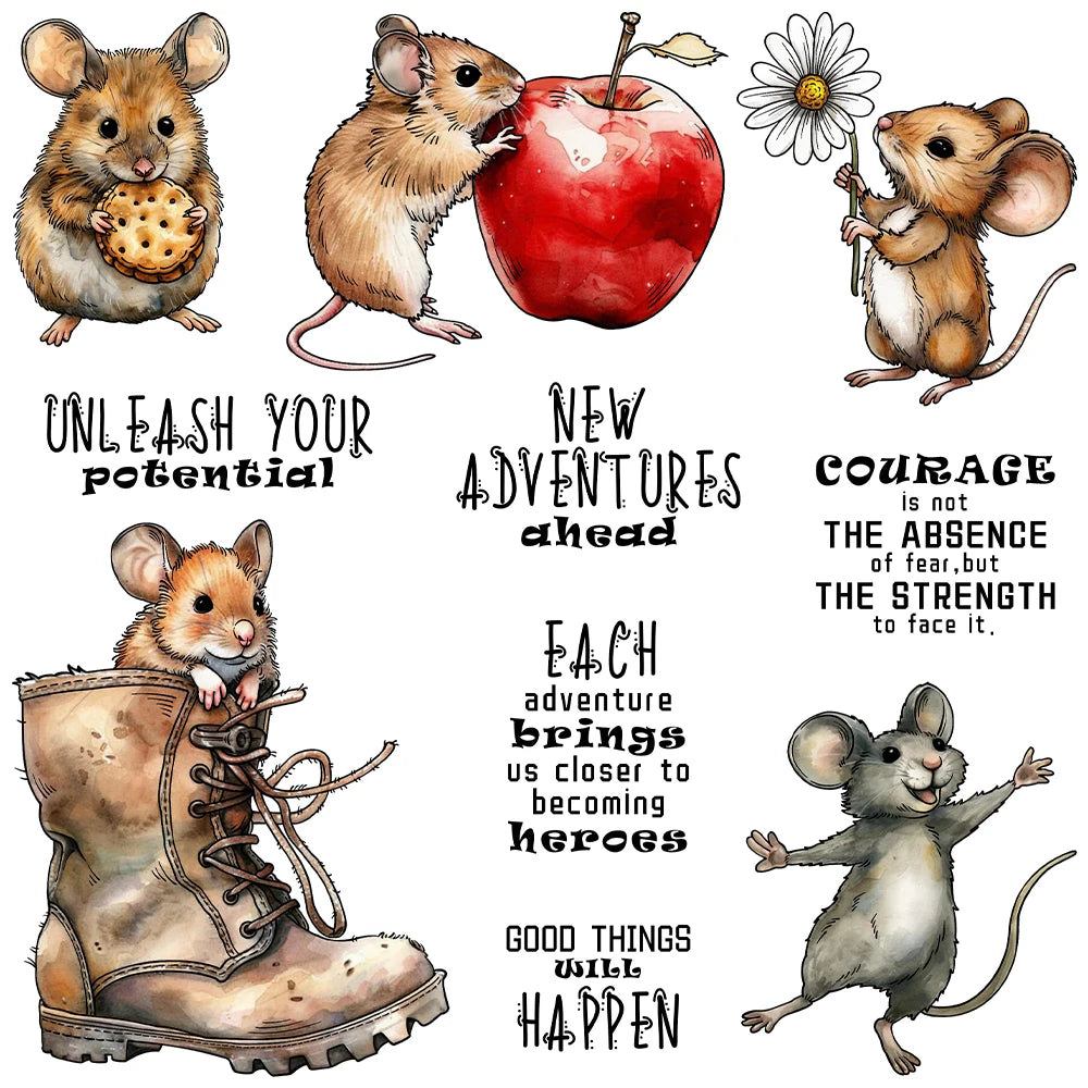 Adorable Mousey Sending Courage and Love Transparent Stamps