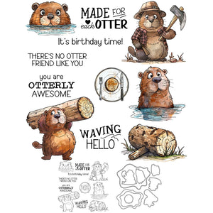 Cute "You Are Otterly Awesome" Transparent Stamps, Dies, Stamp and Die Set (please order items separately)