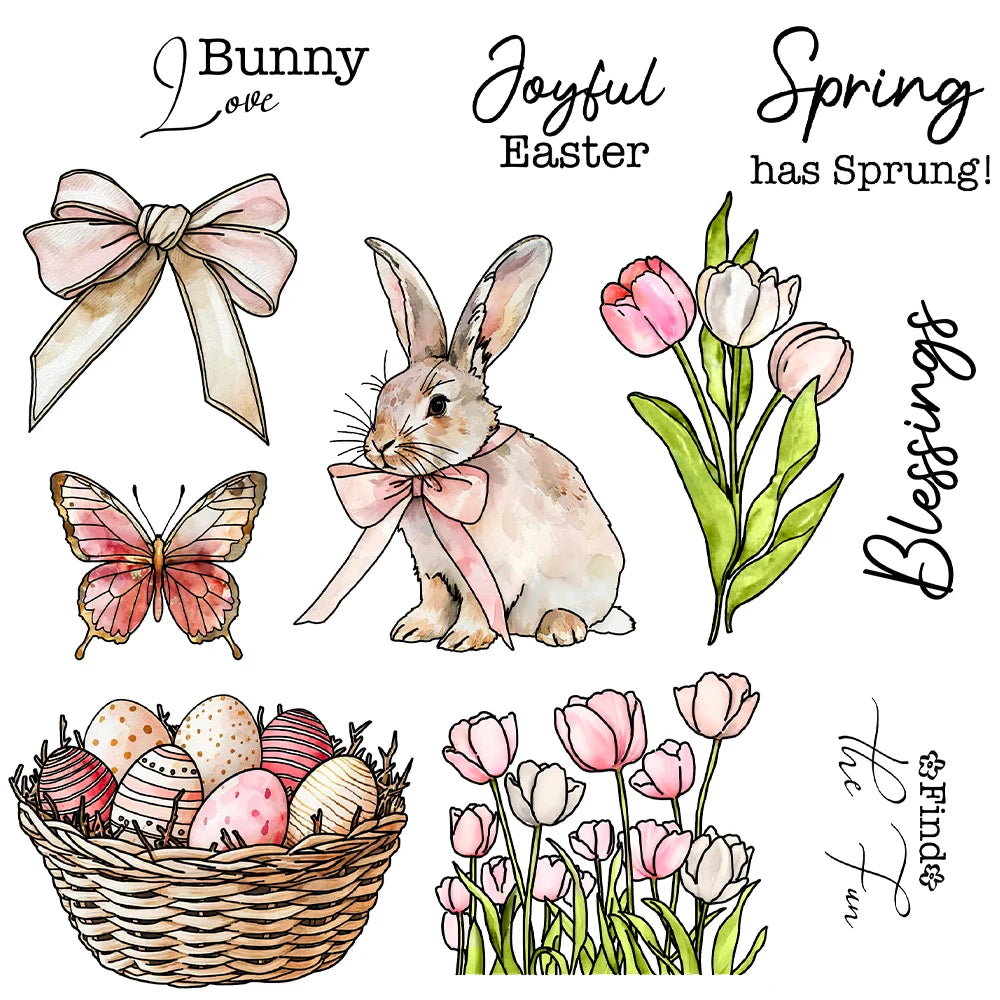 Beautiful Bunny in his Easter Bow Tie Transparent Stamps, Dies, Stamp and Die Set (please order items separately)