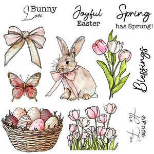 Beautiful Bunny in his Easter Bow Tie Transparent Stamps, Dies, Stamp and Die Set (please order items separately)