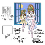 Beautiful Mum And Daughter Celebrating Together Transparent Stamps, Dies, Stamp and Die Set (please order items separately)