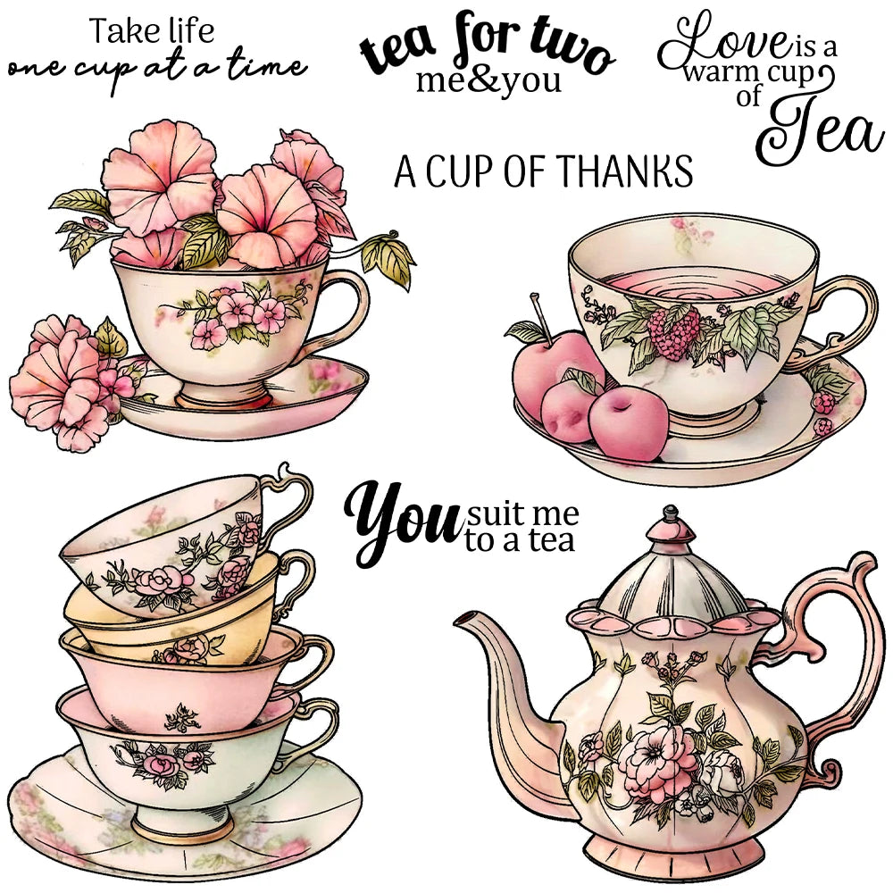 Quaint Teaset Transparent Stamps