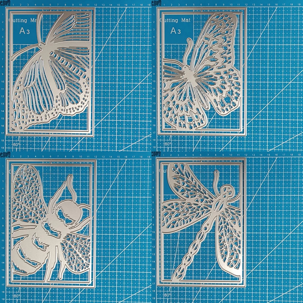 Beautiful Variety of Insects with Frames Metal Cutting Dies, Sizes on Photos