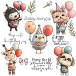 Sweet Animals Celebrating Birthdays Transparent Stamps